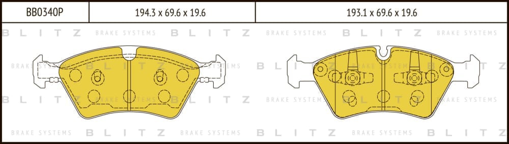 BLITZ BB0340P Колодки тормозные дисковые передние