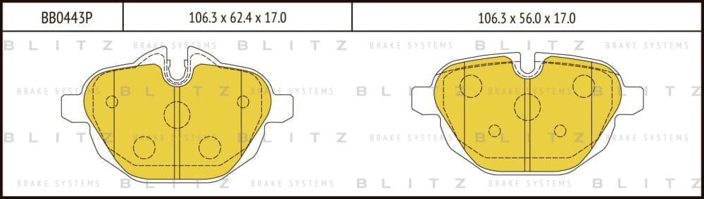 BLITZ BB0443P Колодки тормозные дисковые задние