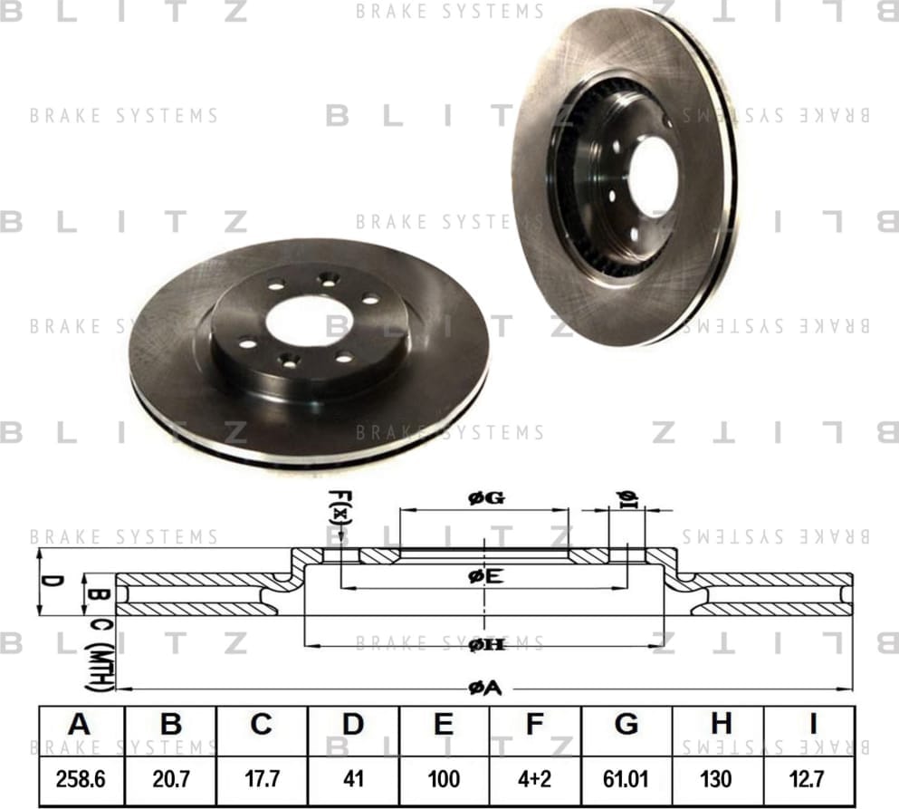 BLITZ BS0105 Диск тормозной передний вентилируемый