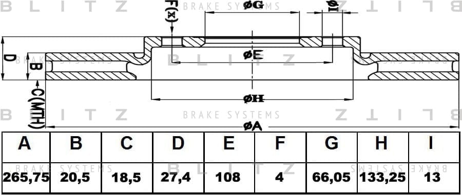 BLITZ BS0107 Диск тормозной передний вентилируемый