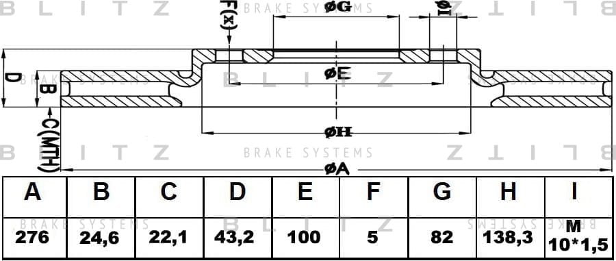 BLITZ BS0109 Диск тормозной передний вентилируемый