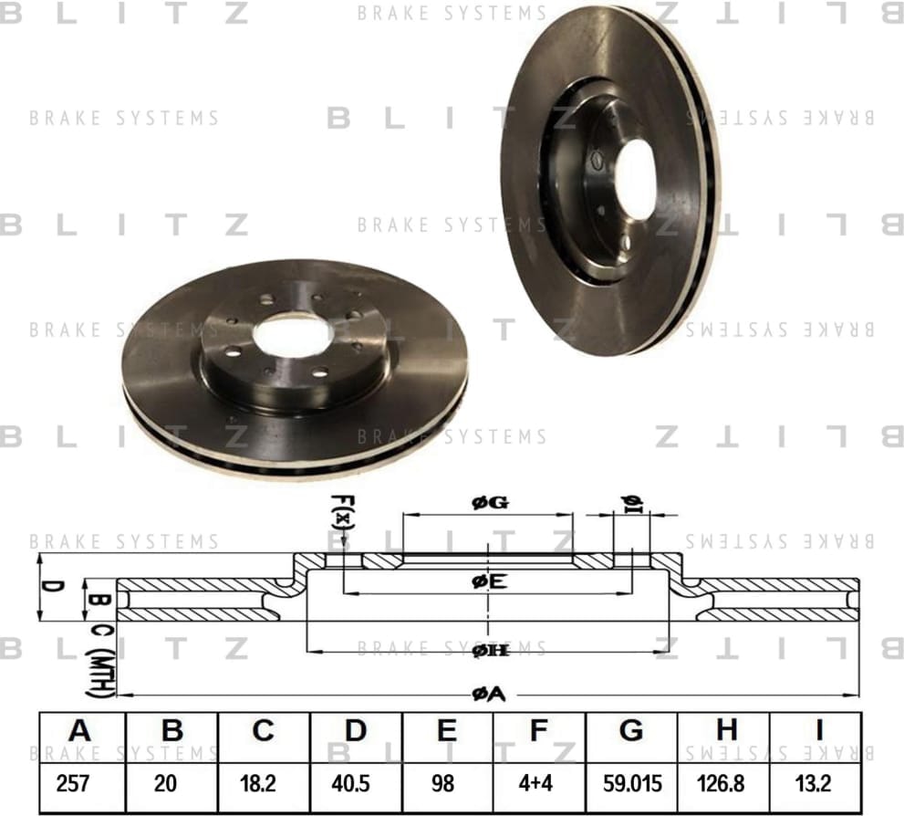BLITZ BS0126 Диск тормозной передний вентилируемый