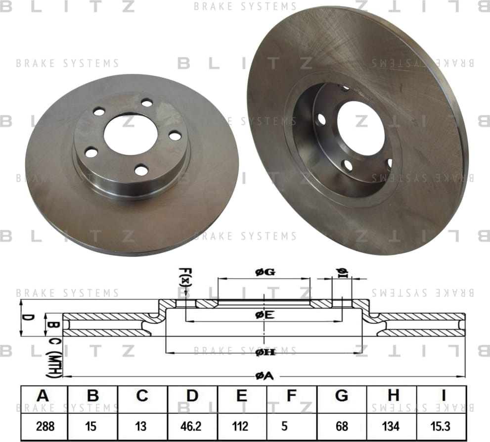 BLITZ BS0128 Диск тормозной передний