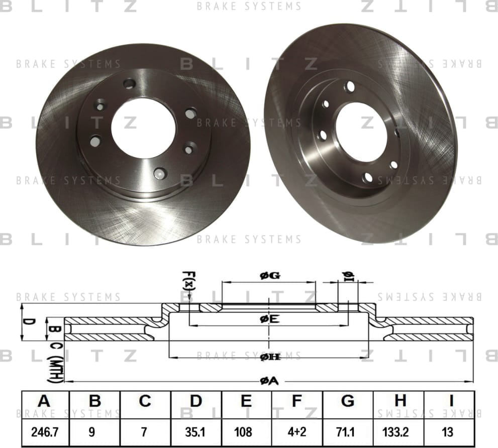 BLITZ BS0134 Диск тормозной задний