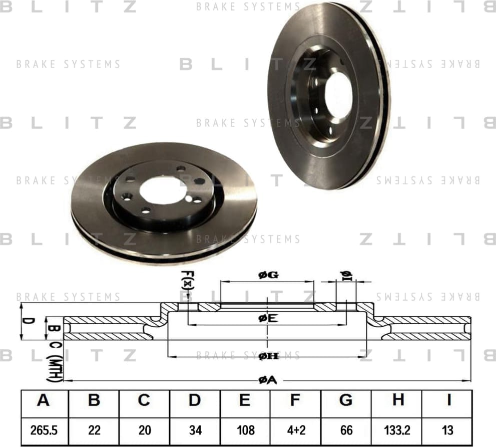 BLITZ BS0135 Диск тормозной передний вентилируемый
