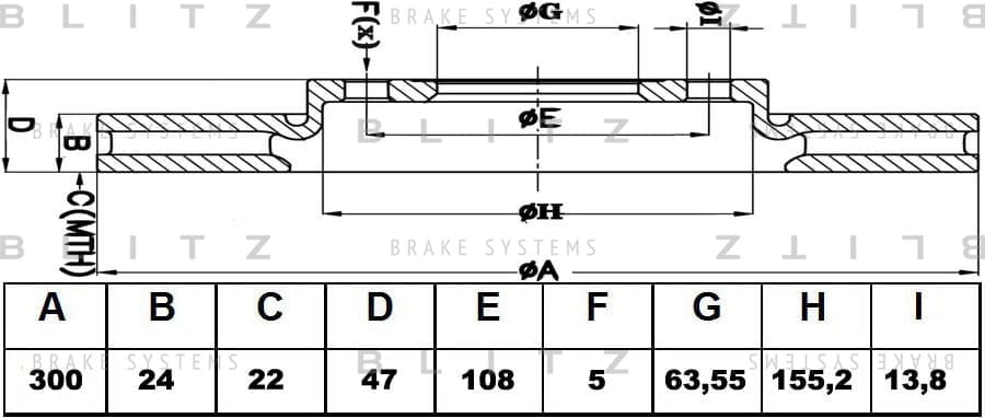 BLITZ BS0141 Диск тормозной передний вентилируемый