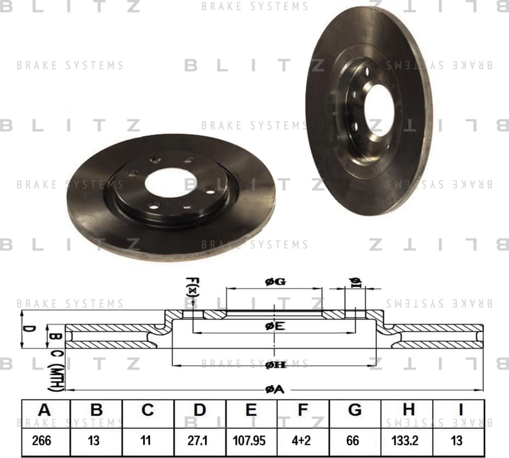 BLITZ BS0150 Диск тормозной передний