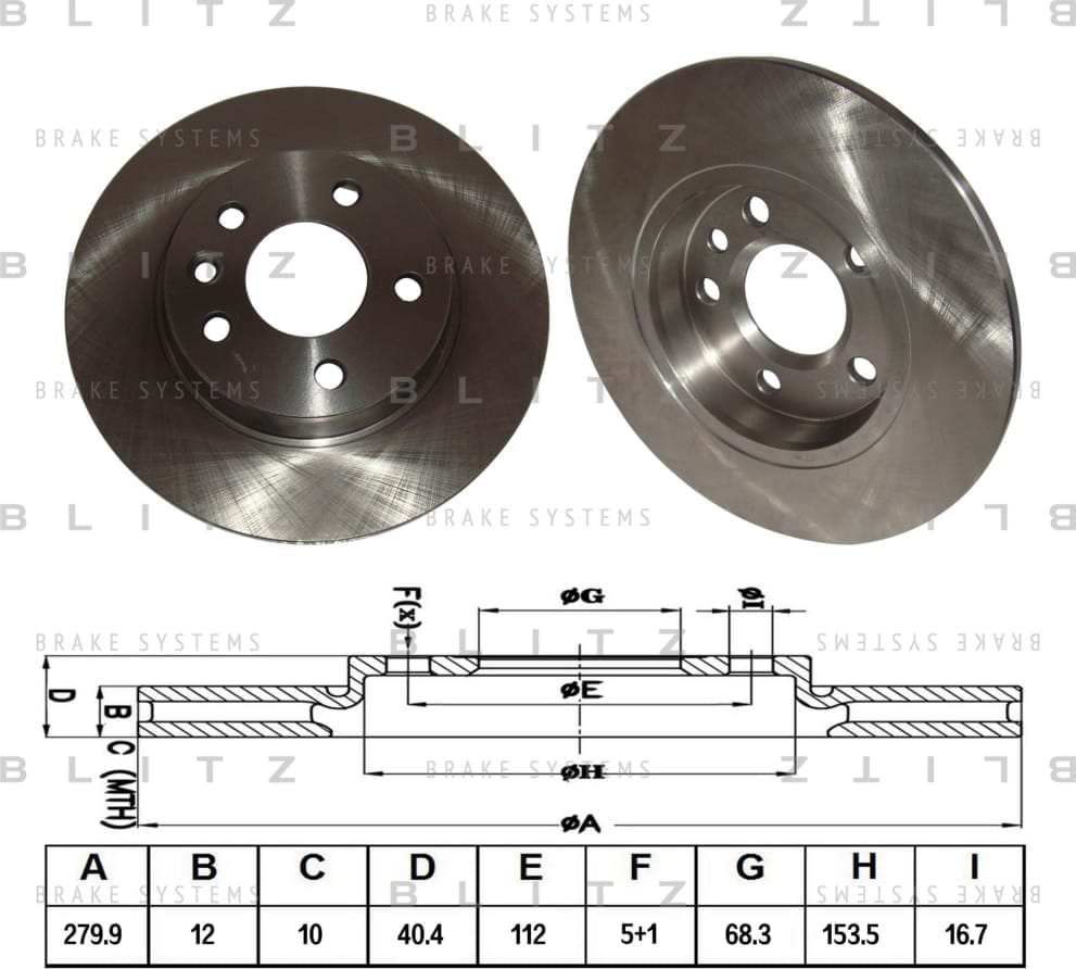 BLITZ BS0157 Диск тормозной задний