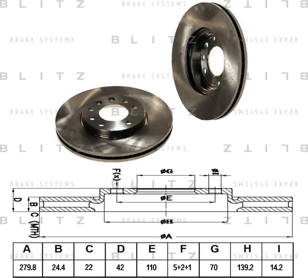 BLITZ BS0158 Диск тормозной передний вентилируемый