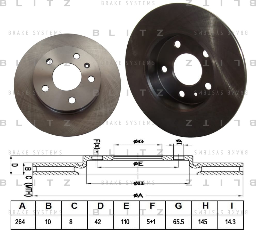 BLITZ BS0159 Диск тормозной задний