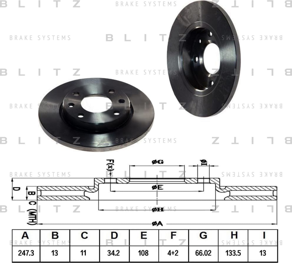 BLITZ BS0161 Диск тормозной передний