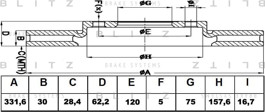 BLITZ BS0165 Диск тормозной передний вентилируемый