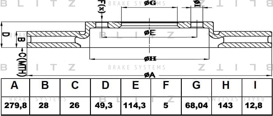 BLITZ BS0170 Диск тормозной передний вентилируемый