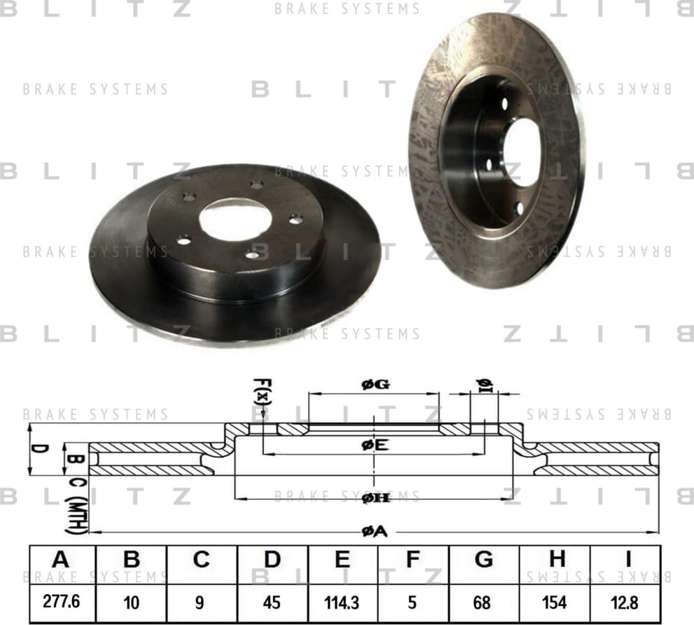 BLITZ BS0176 Диск тормозной задний