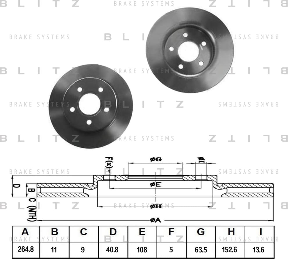 BLITZ BS0201 Диск тормозной задний