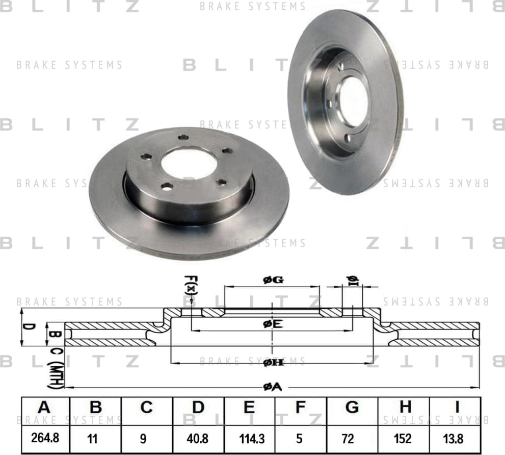 BLITZ BS0204 Диск тормозной задний