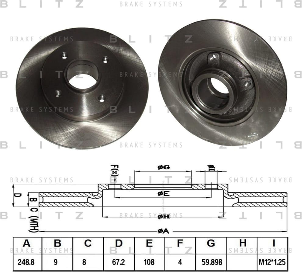 BLITZ BS0225 Диск тормозной задний
