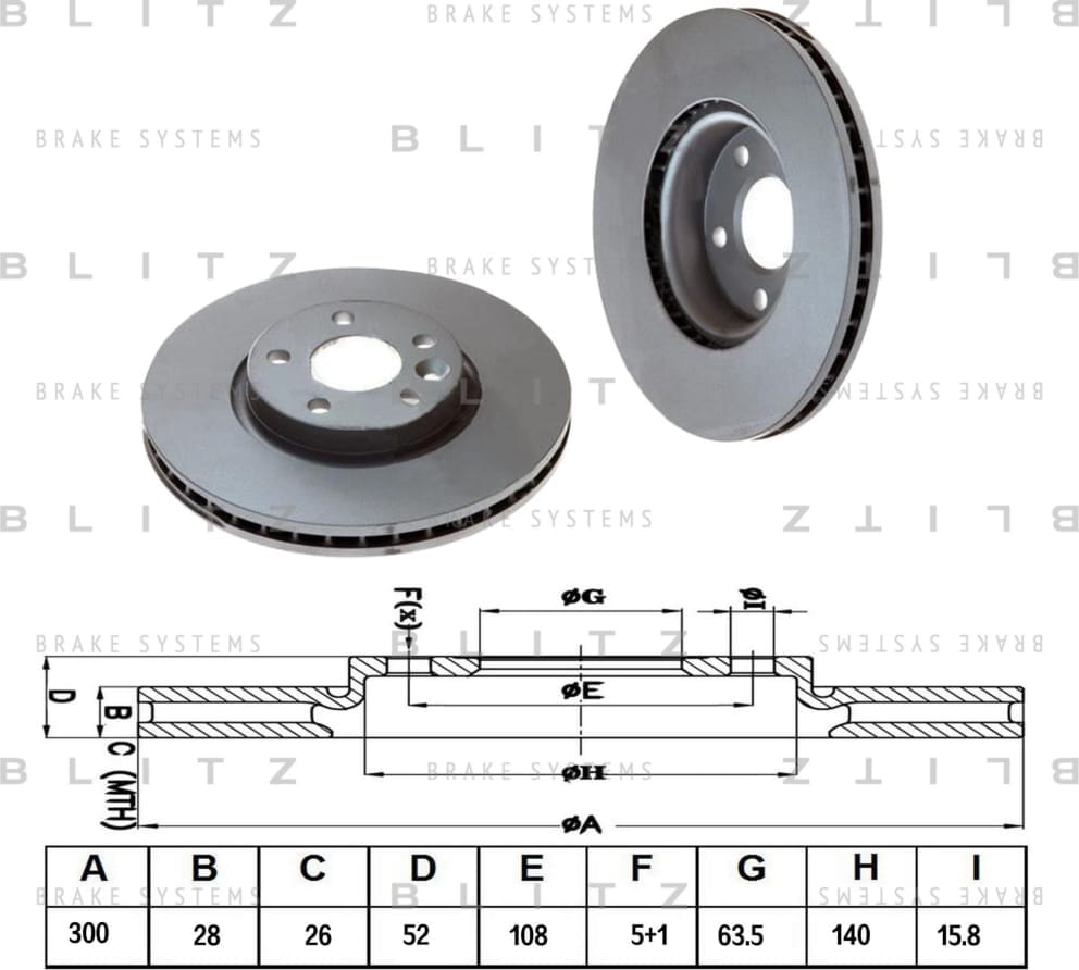 BLITZ BS0226 Диск тормозной передний вентилируемый
