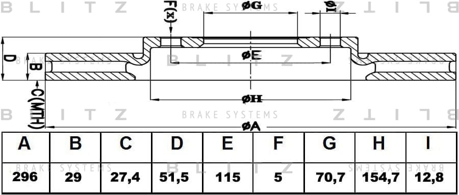 BLITZ BS0227 Диск тормозной передний вентилируемый