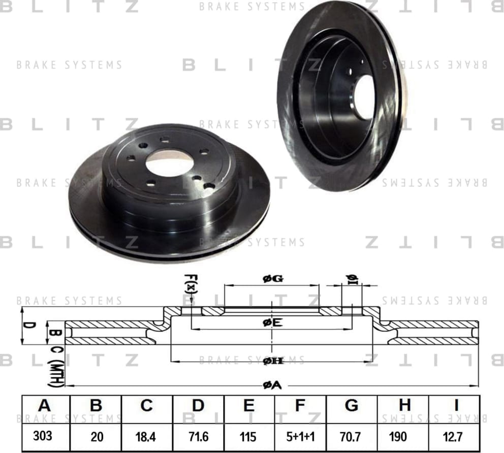 BLITZ BS0228 Диск тормозной задний вентилируемый