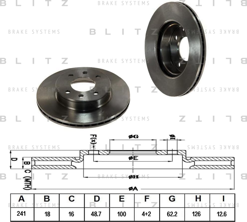 BLITZ BS0230 Диск тормозной передний вентилируемый