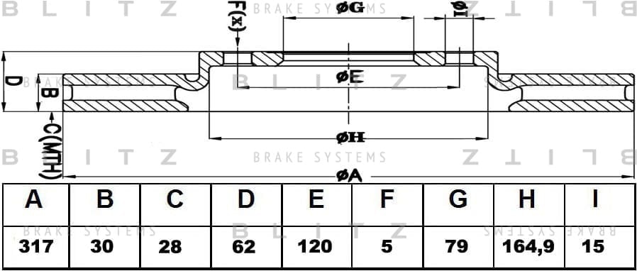 BLITZ BS0231 Диск тормозной передний вентилируемый