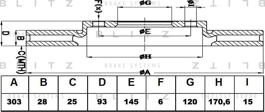 BLITZ BS0234 Диск тормозной задний вентилируемый