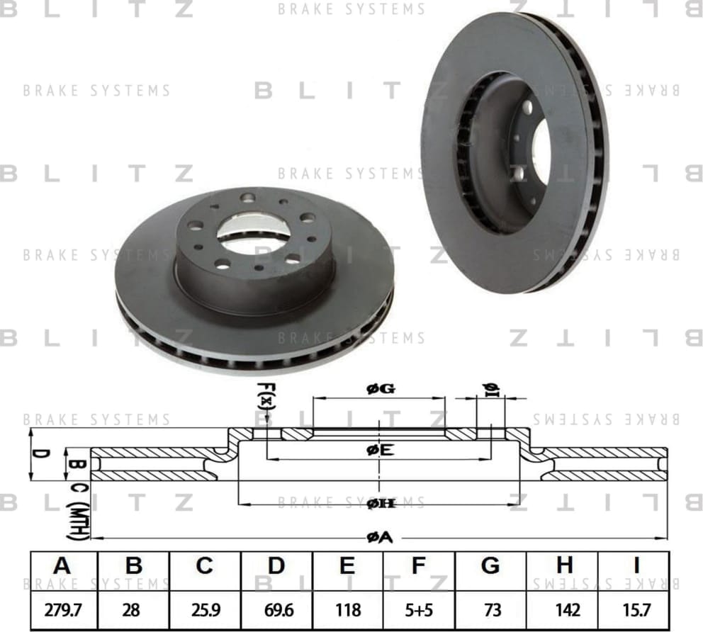 BLITZ BS0240 Диск тормозной передний вентилируемый