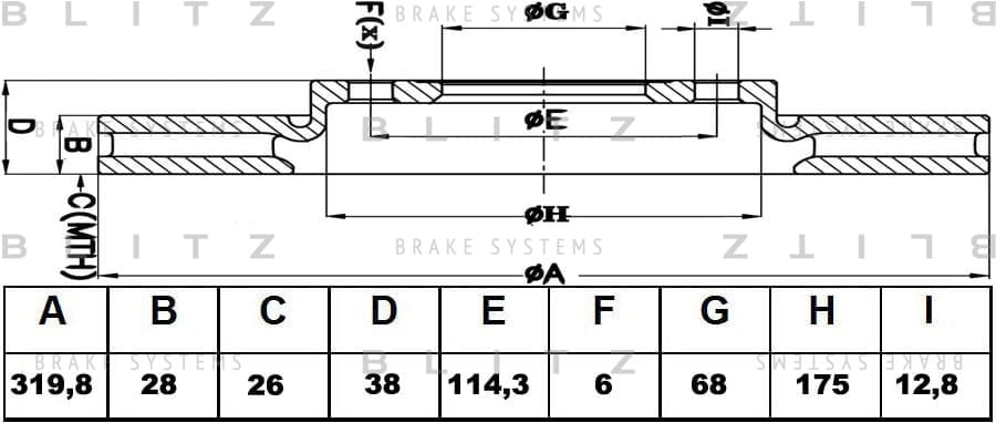 BLITZ BS0250 Диск тормозной передний вентилируемый