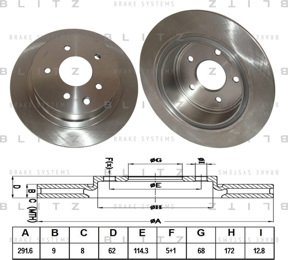 BLITZ BS0252 Диск тормозной задний