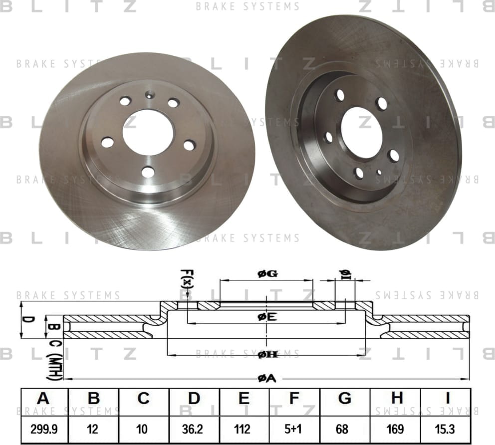BLITZ BS0258 Диск тормозной задний