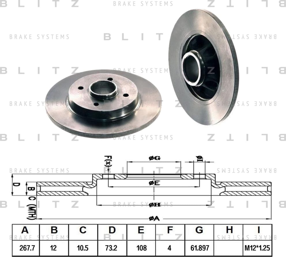 BLITZ BS0259 Диск тормозной задний