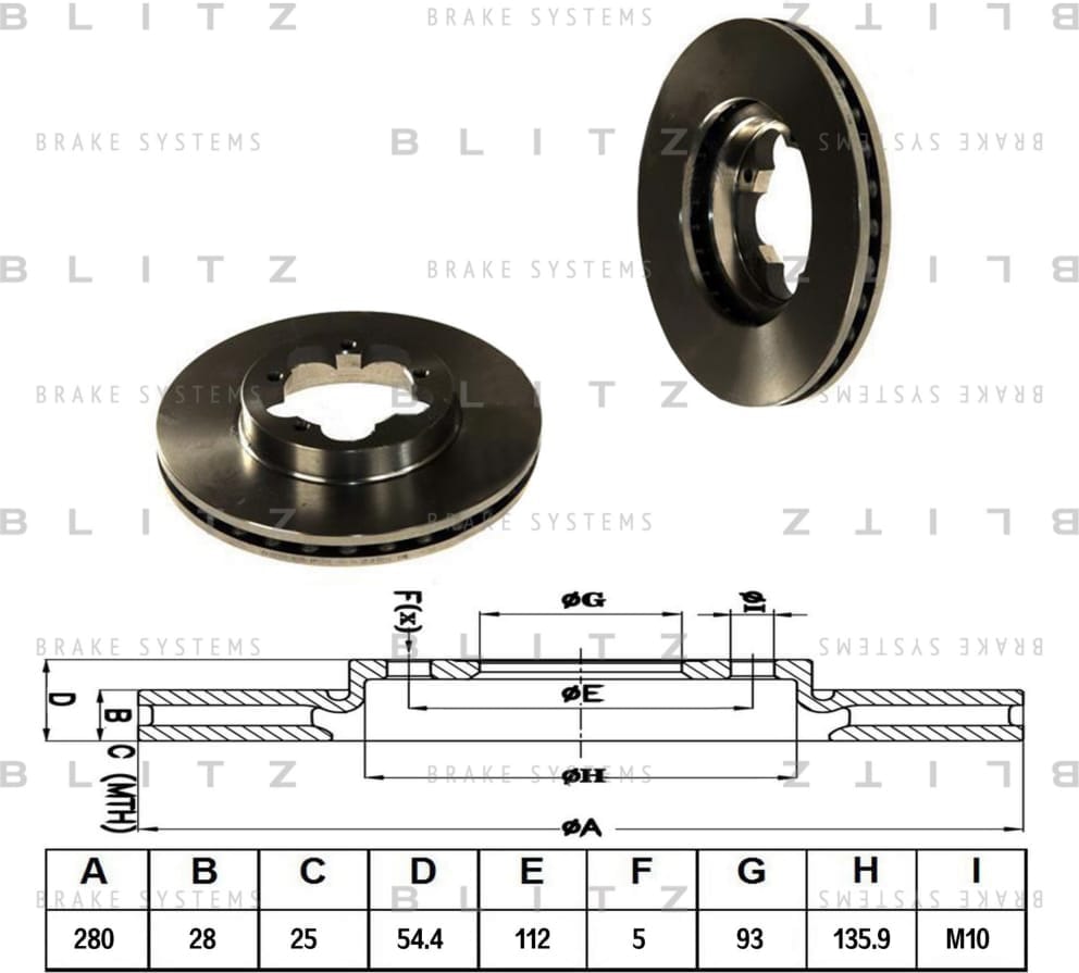 BLITZ BS0263 Диск тормозной передний вентилируемый