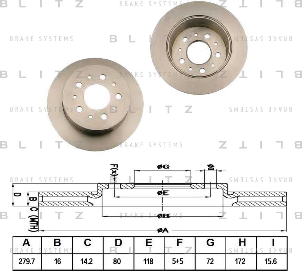 BLITZ BS0264 Диск тормозной задний