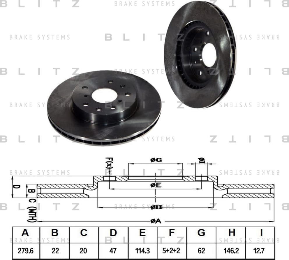 BLITZ BS0265 Диск тормозной передний вентилируемый