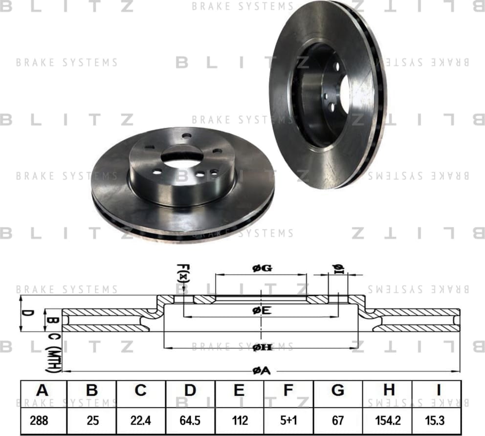 BLITZ BS0266 Диск тормозной передний вентилируемый
