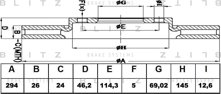 BLITZ BS0271 Диск тормозной передний вентилируемый