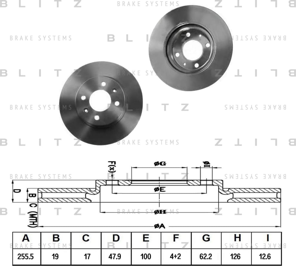 BLITZ BS0280 Диск тормозной передний вентилируемый