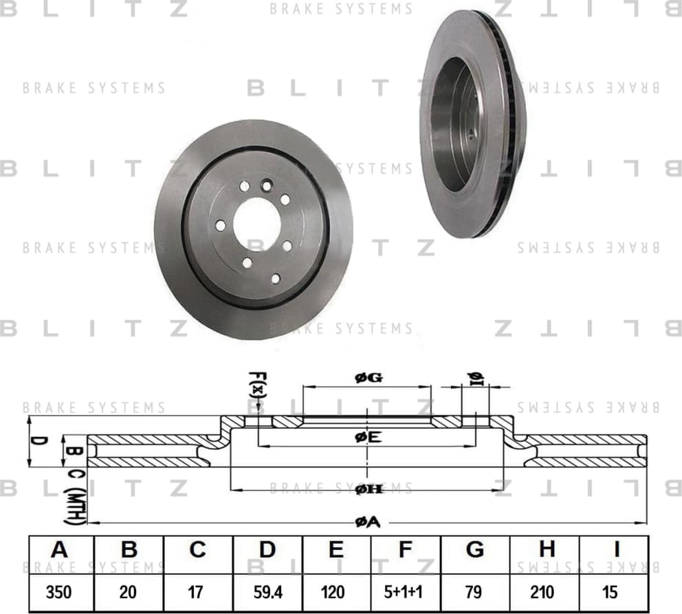 BLITZ BS0287 Диск тормозной задний вентилируемый