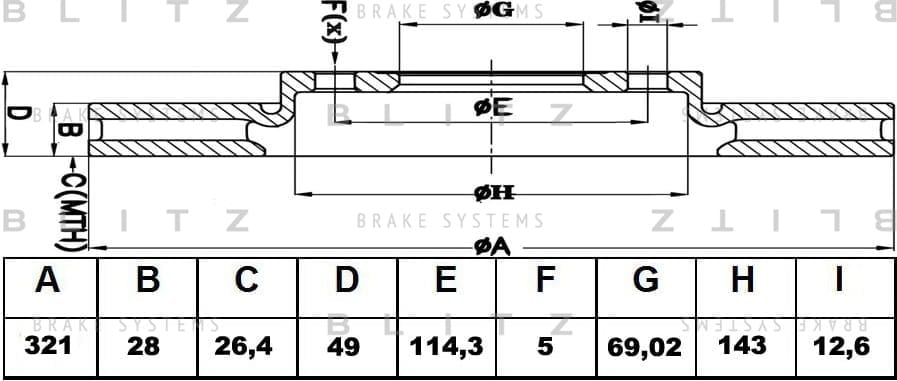 BLITZ BS0292 Диск тормозной передний вентилируемый