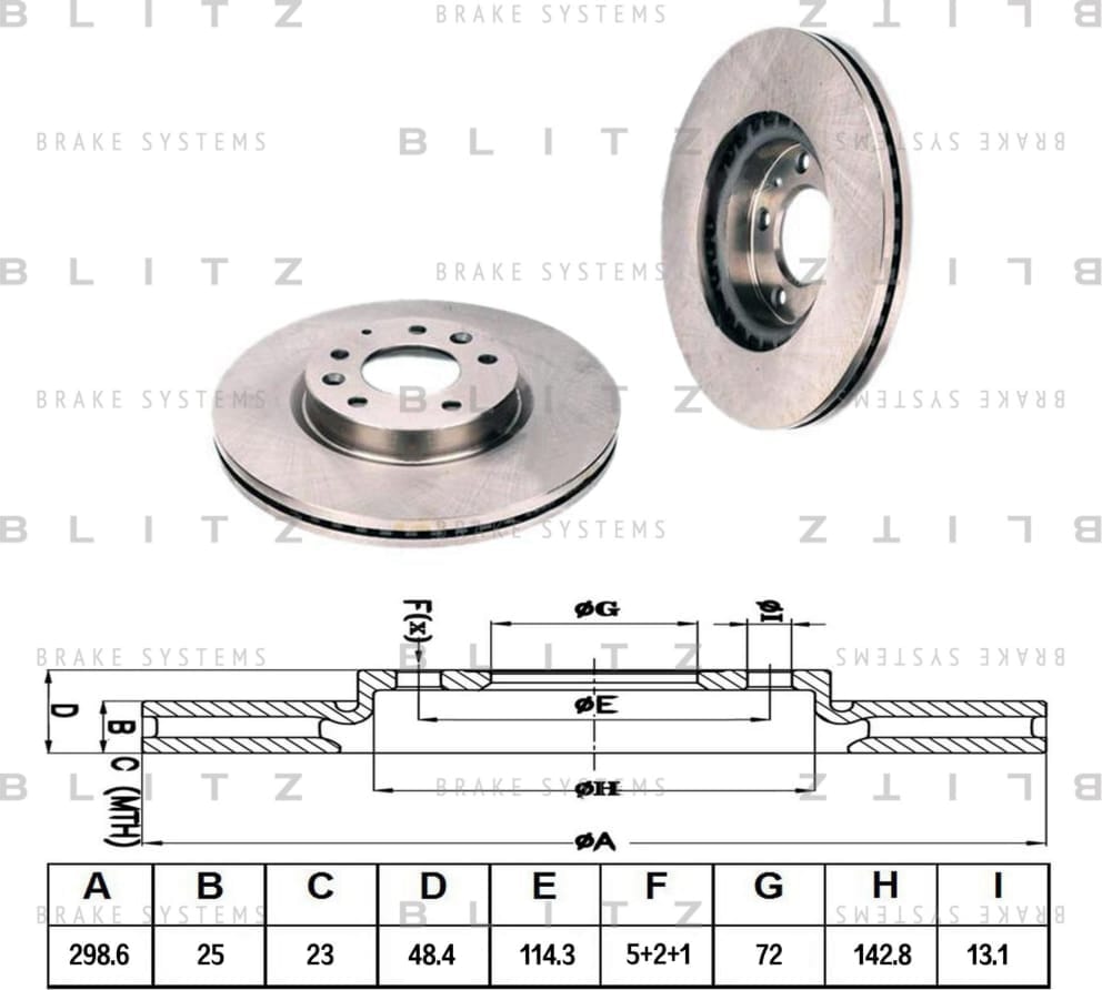 BLITZ BS0293 Диск тормозной передний вентилируемый