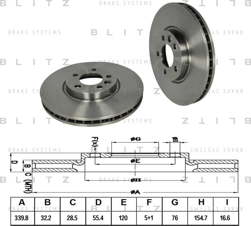 BLITZ BS0295 Диск тормозной передний вентилируемый
