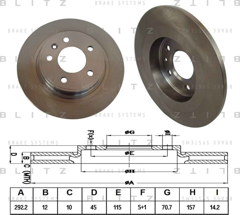 BLITZ BS0313 Диск тормозной задний