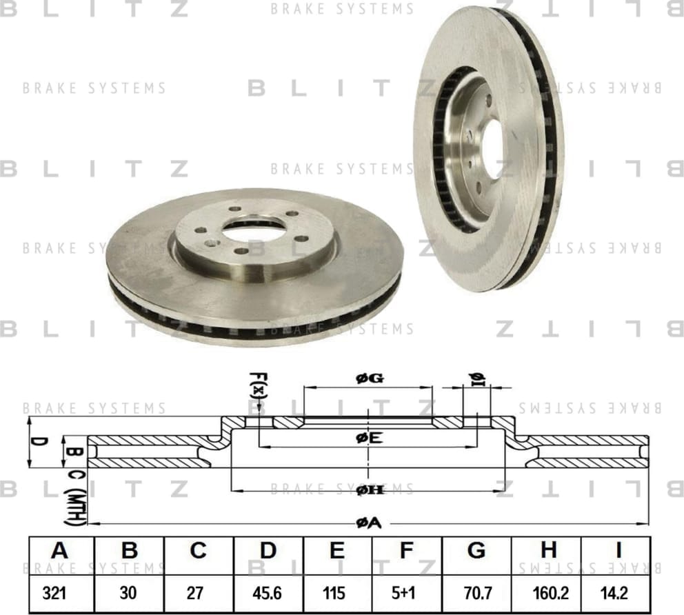 BLITZ BS0316 Диск тормозной передний вентилируемый