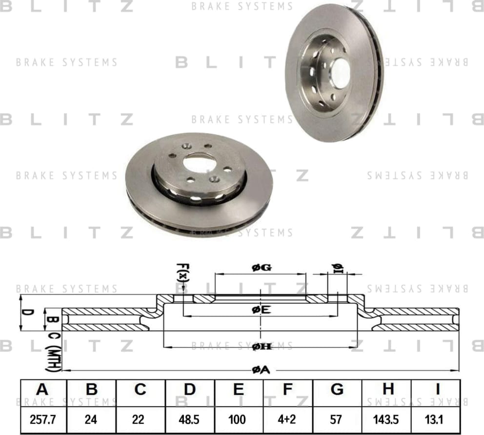 BLITZ BS0317 Диск тормозной передний вентилируемый