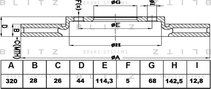 BLITZ BS0319 Диск тормозной передний вентилируемый