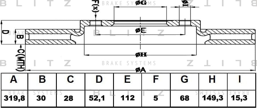 BLITZ BS0329 Диск тормозной передний вентилируемый