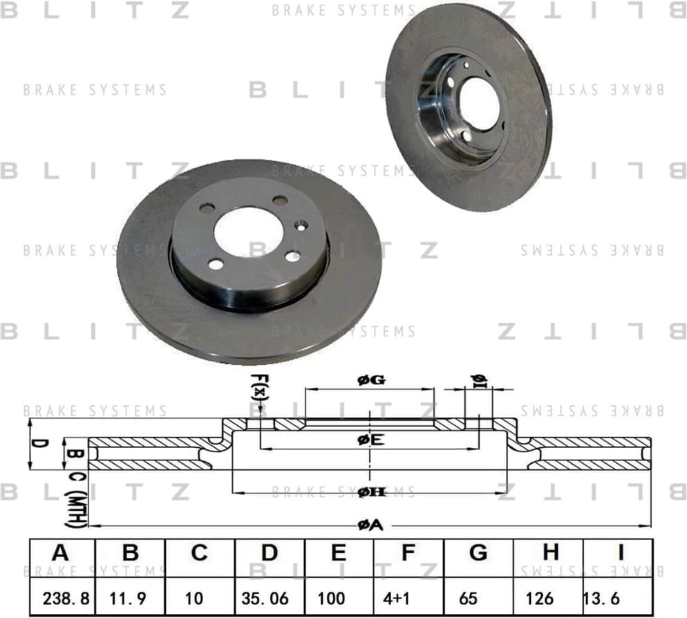 BLITZ BS0335 Диск тормозной передний