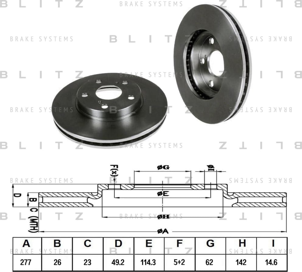 BLITZ BS0346 Диск тормозной передний вентилируемый