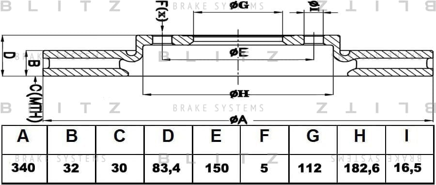 BLITZ BS0353 Диск тормозной передний вентилируемый